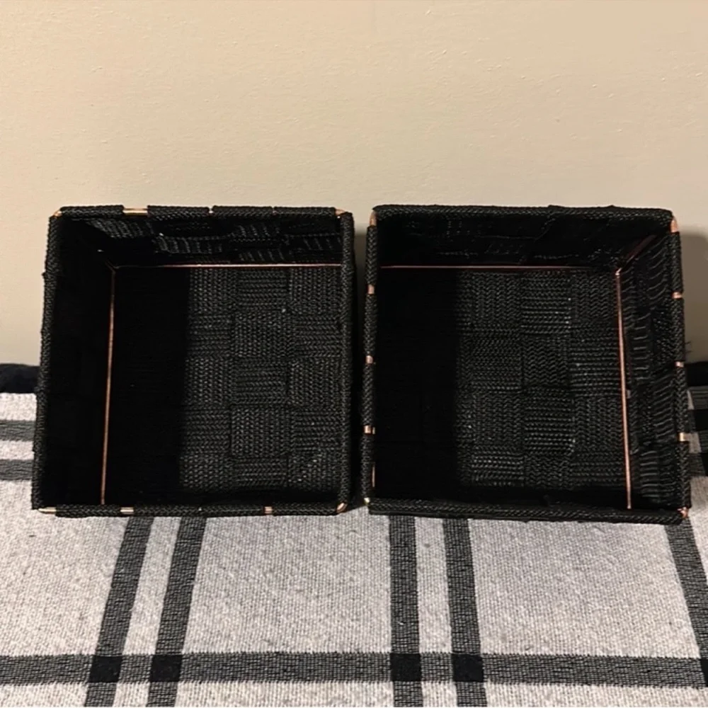 Set of 4 Black Woven Storage Basket-NWOT!